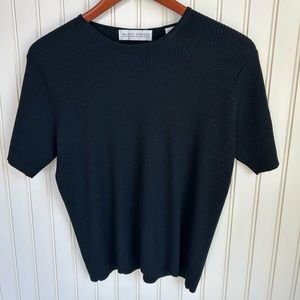 Valerie Stevens black knit top, size M